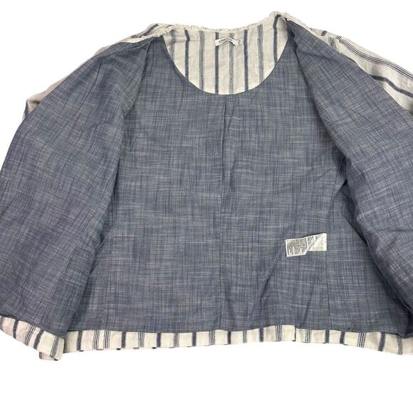 Chico’s Striped Linen Blazer Jacket size 14 Blue White - Picture 2 of 9